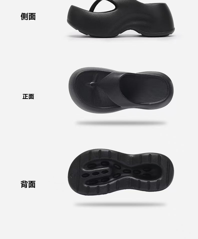 Women's 8.5cm heightened platform flip-flops for outdoor wear