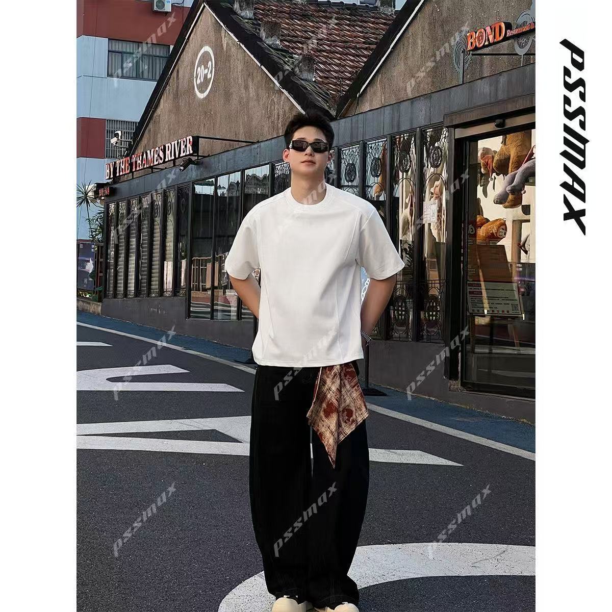 [Shujixian] Men's Versatile Structured Casual Short-Sleeved T-Shirt for Plus-Size Men