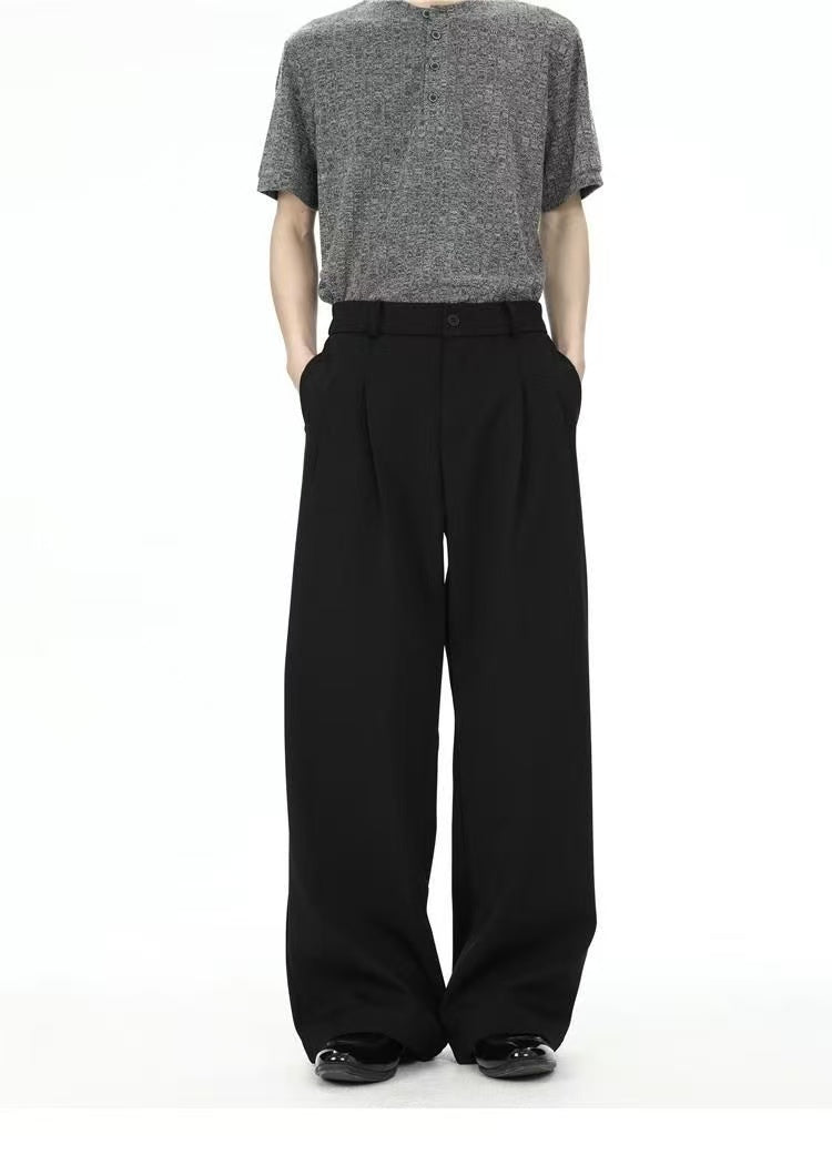 Summer Sophisticated Draping 3D Old Money Style Loose Versatile Suit Trousers