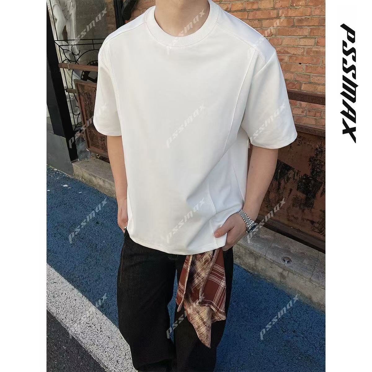 [Shujixian] Men's Versatile Structured Casual Short-Sleeved T-Shirt for Plus-Size Men