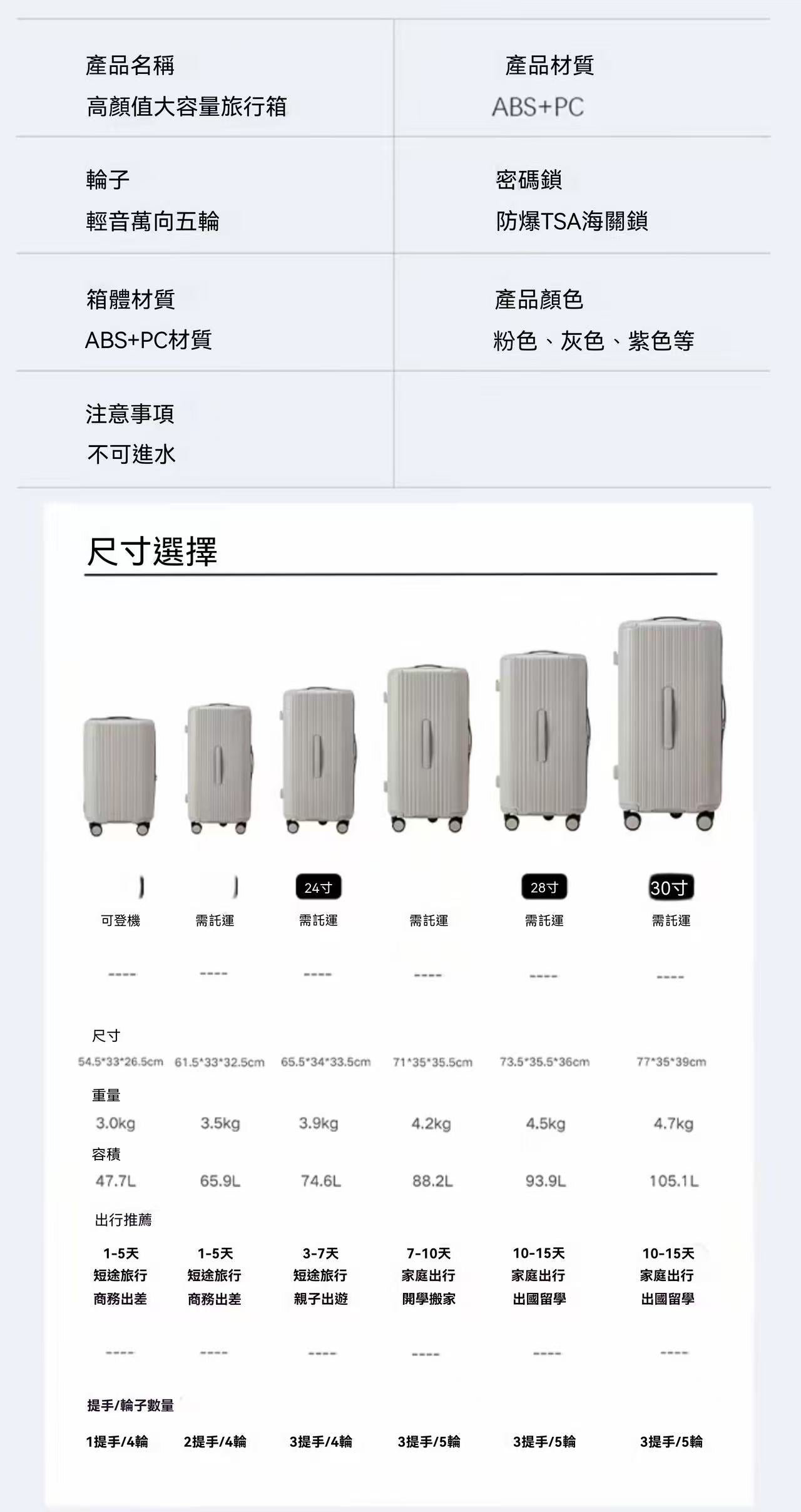 大容量多巴胺行李箱