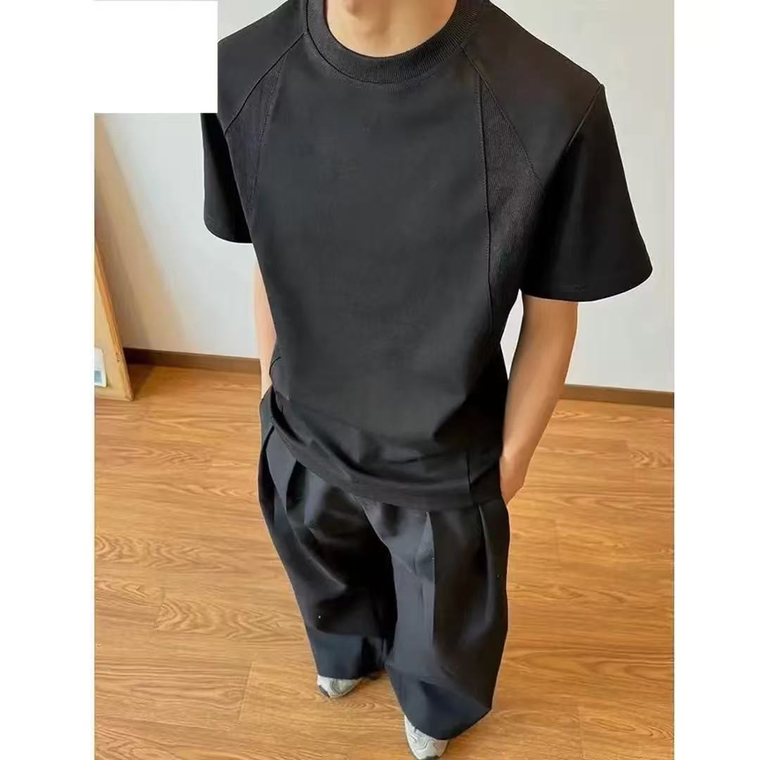 280g Heavyweight Liquid Nitrogen Air Layer Structured Shoulder Short-Sleeve T-shirt (cleanfit style)