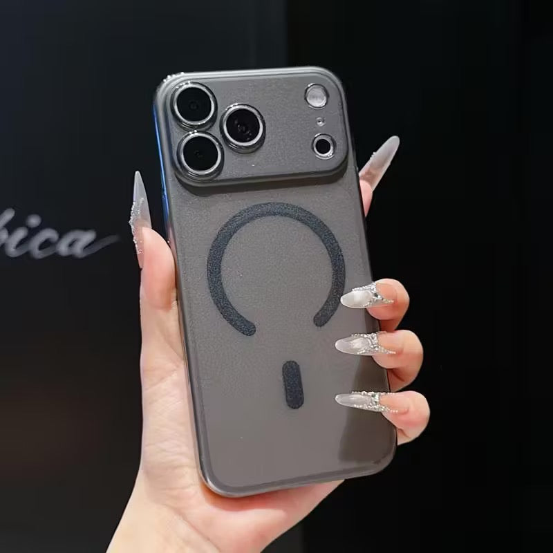 適用iphone超薄冰霧磨砂磁吸手機殼