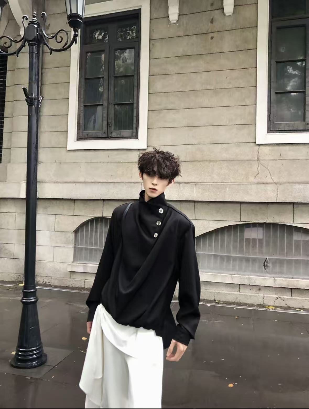 Original Niche Irregular Multi-Button Scarf-Collar Shirt (Yuta Okkotsu Cosplay)