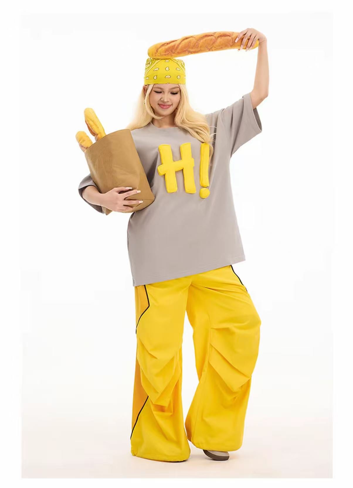 3D H! Cotton-padded short-sleeved T-shirt