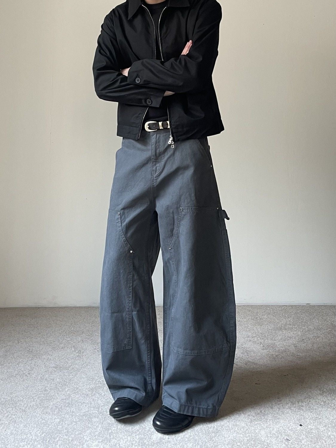 Men's Vintage Washed Distressed Logger Work Pants