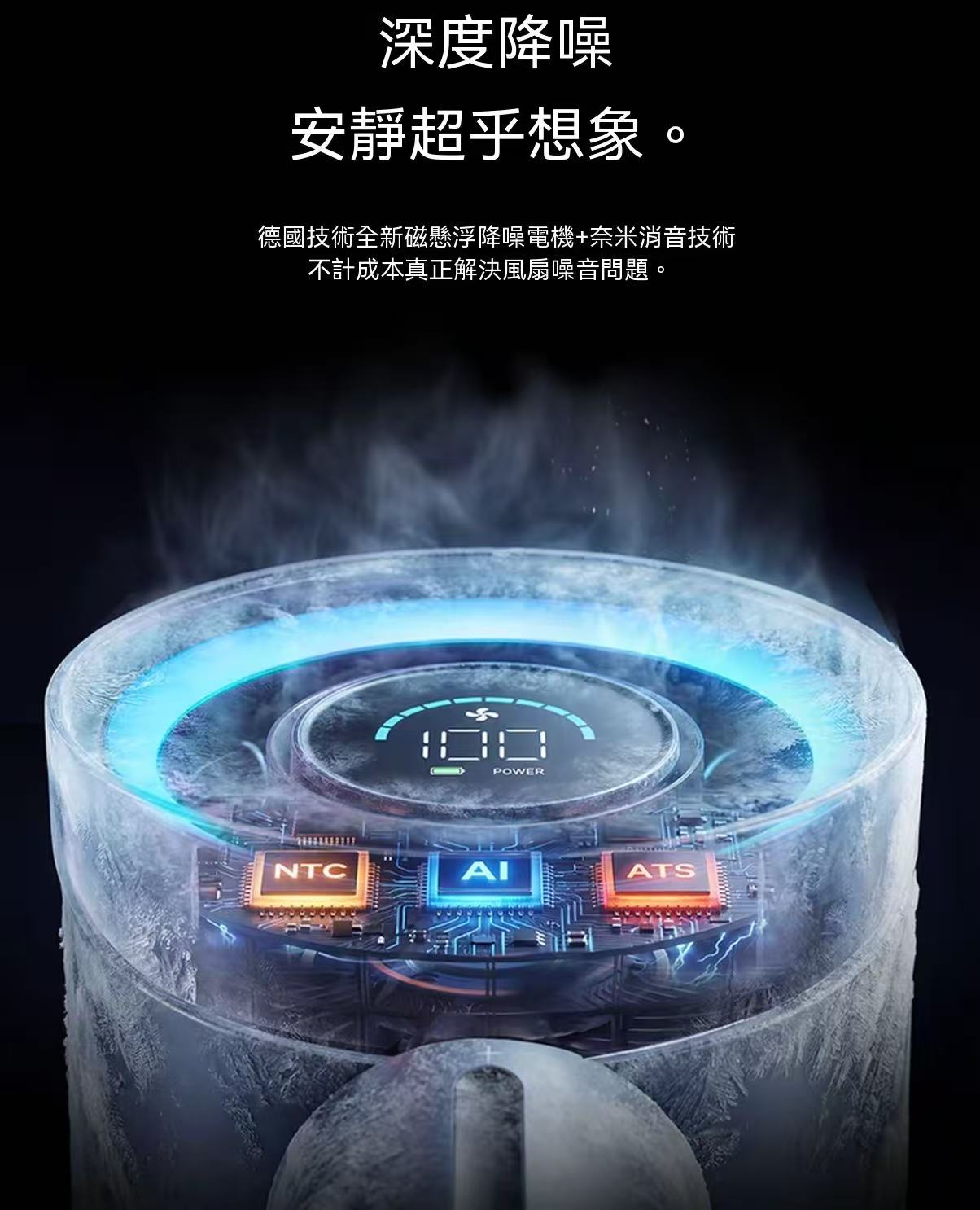 Multifunctional High-Speed Portable Cooling USB Charging Oscillating Desk Fan with LED Ambient Light and Circulating Air (Aurora Fan Generation 1)