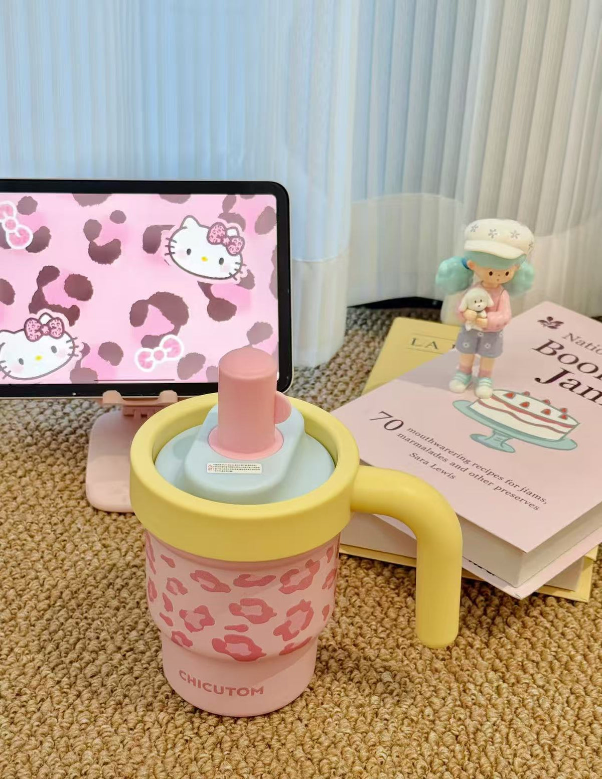 Leopard Print Straw Tumbler - Insulated Milk Tea Cup