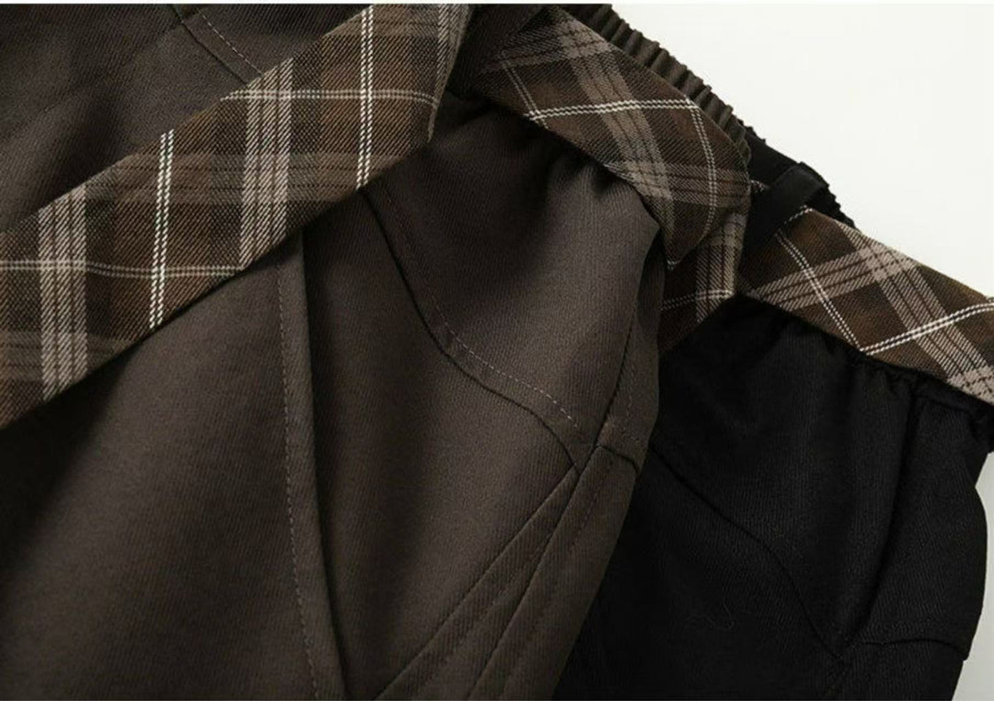 Retro Plaid Ribbon Straight Leg Casual Pants