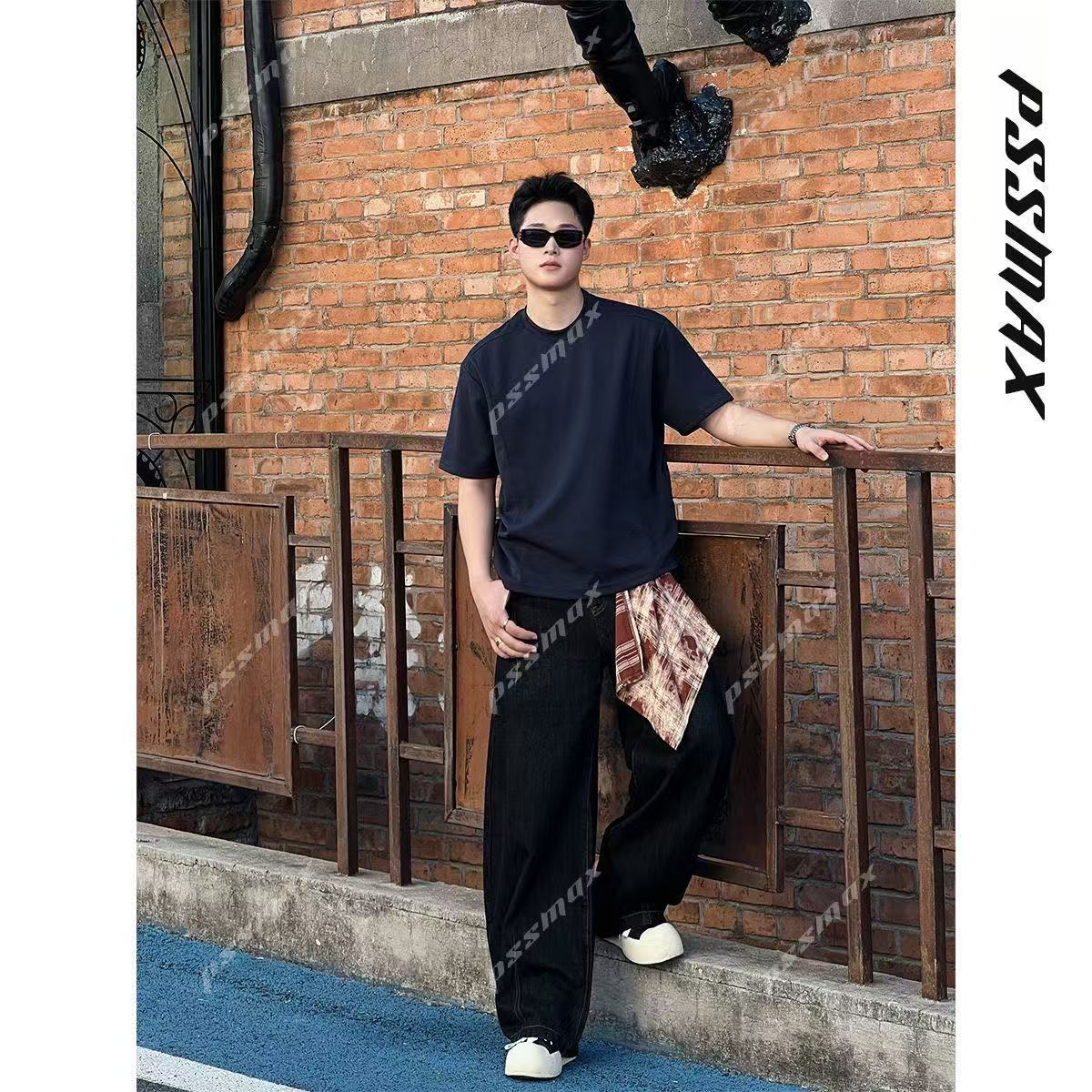 [Shujixian] Men's Versatile Structured Casual Short-Sleeved T-Shirt for Plus-Size Men