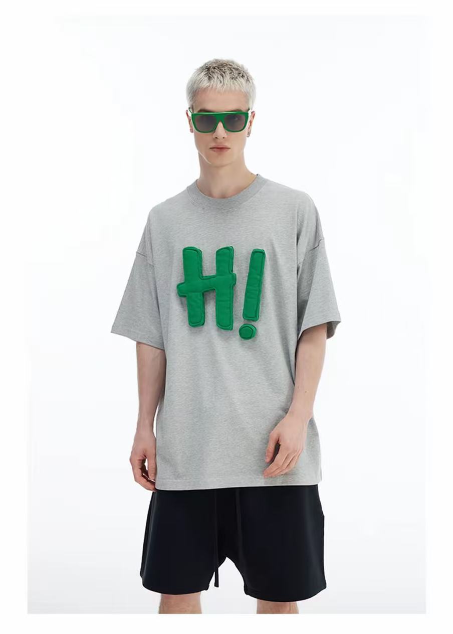 3D H! Cotton-padded short-sleeved T-shirt