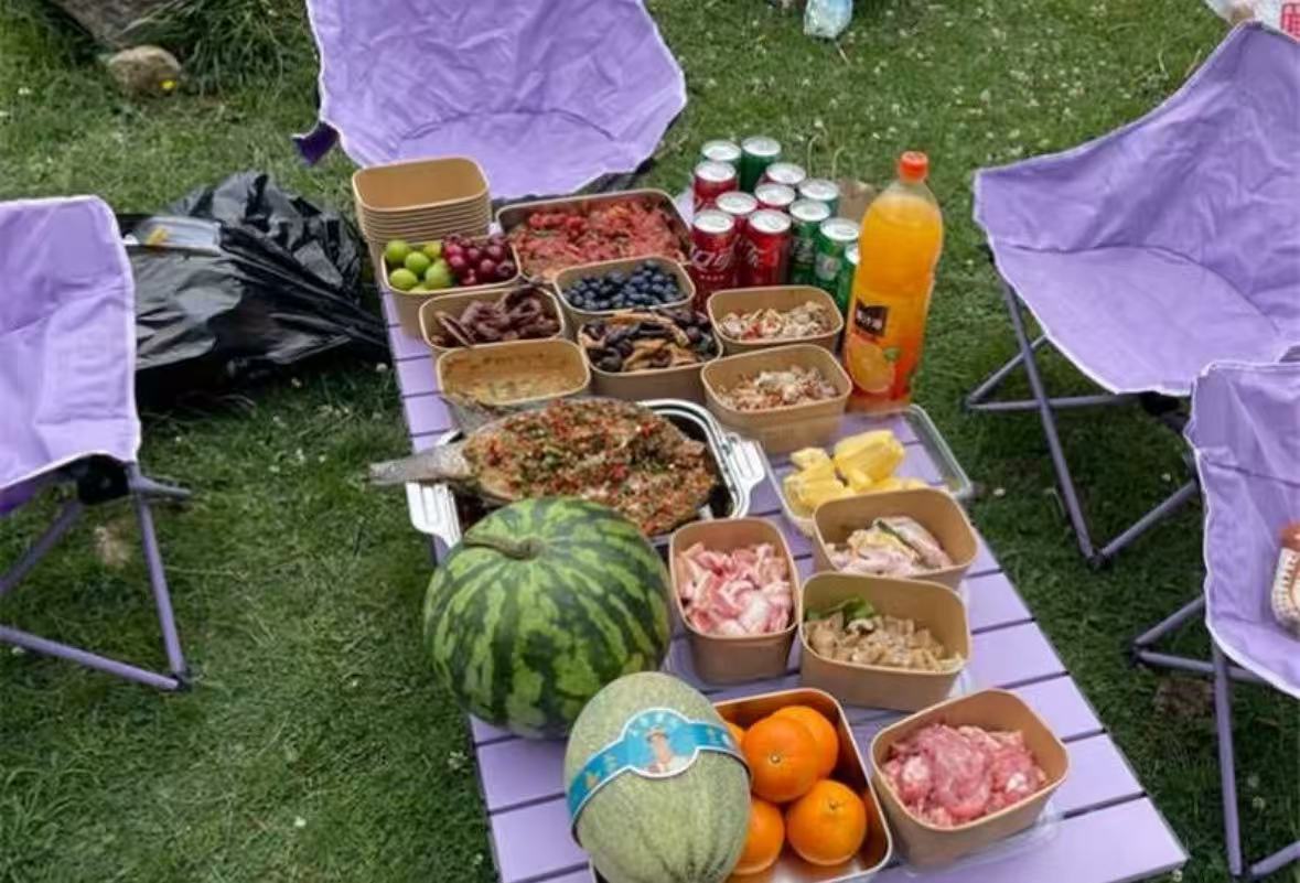 Outdoor Camping Portable Roll-Up Table and Chair Folding Full Set Equipment