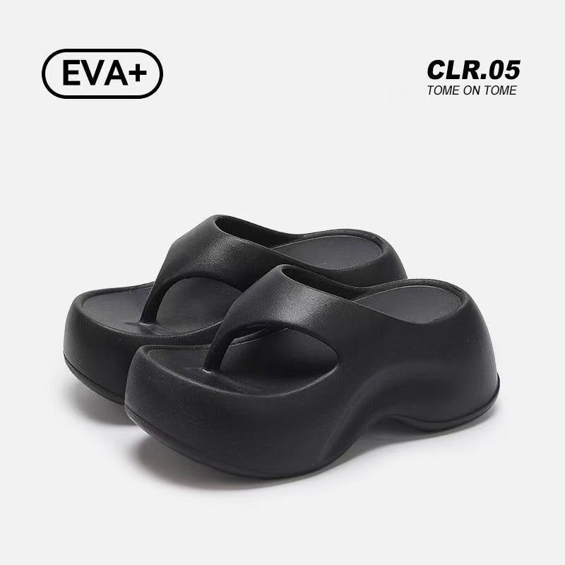 Women's 8.5cm heightened platform flip-flops for outdoor wear