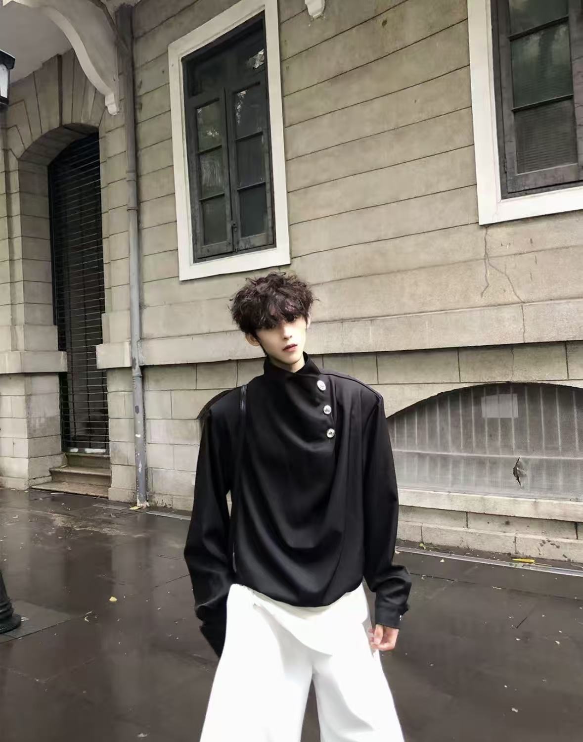 Original Niche Irregular Multi-Button Scarf-Collar Shirt (Yuta Okkotsu Cosplay)