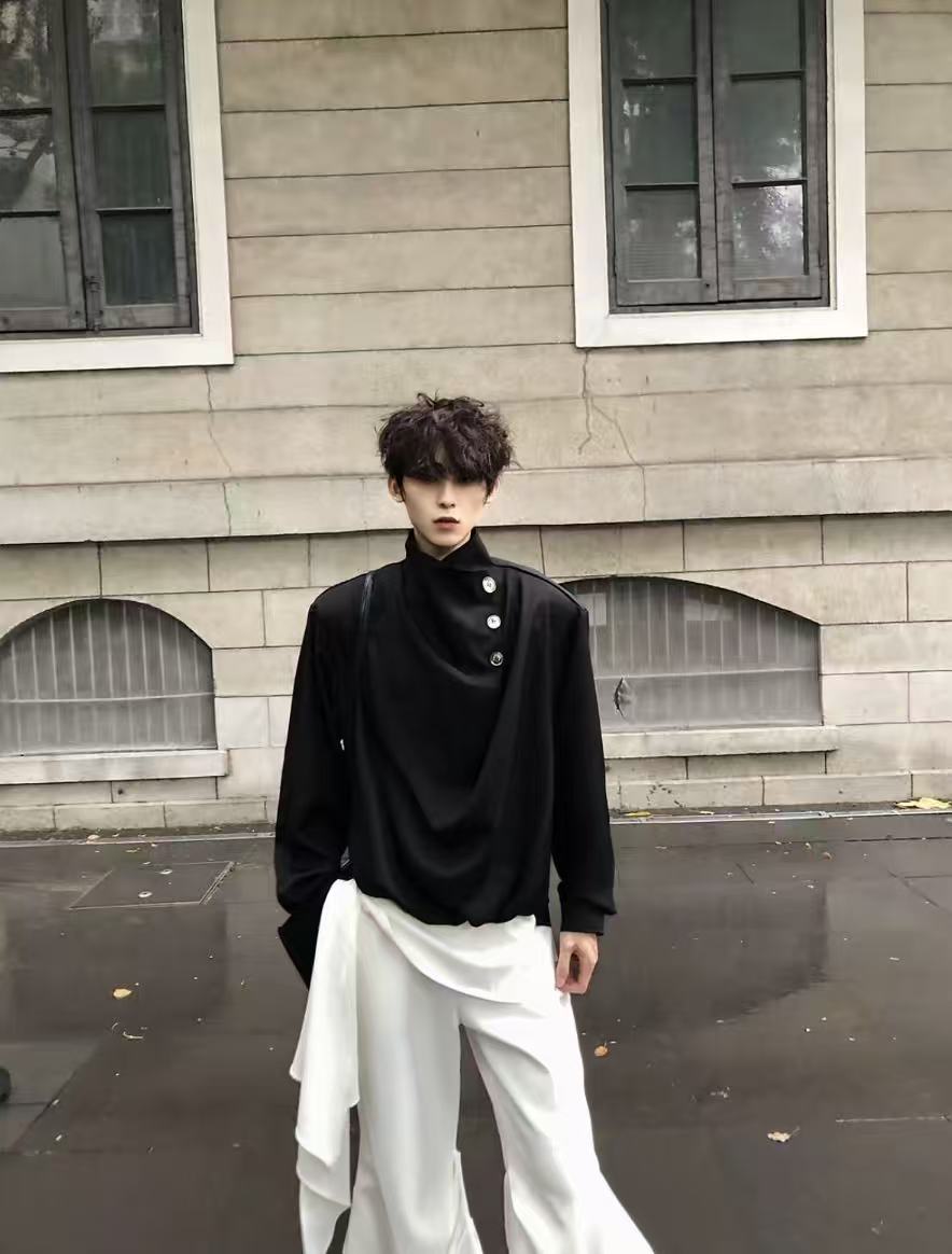 Original Niche Irregular Multi-Button Scarf-Collar Shirt (Yuta Okkotsu Cosplay)