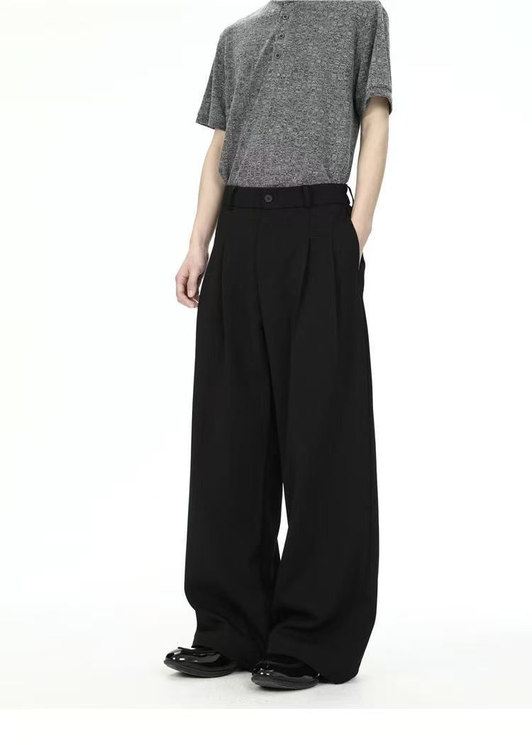 Summer Sophisticated Draping 3D Old Money Style Loose Versatile Suit Trousers