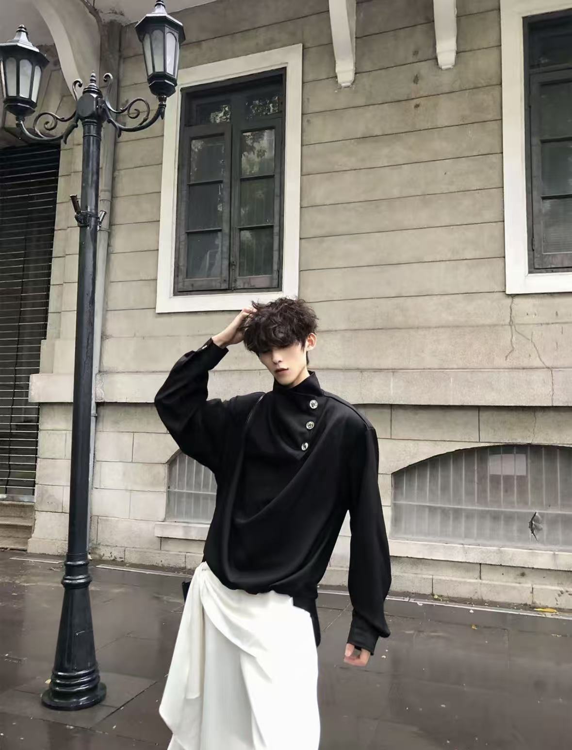Original Niche Irregular Multi-Button Scarf-Collar Shirt (Yuta Okkotsu Cosplay)