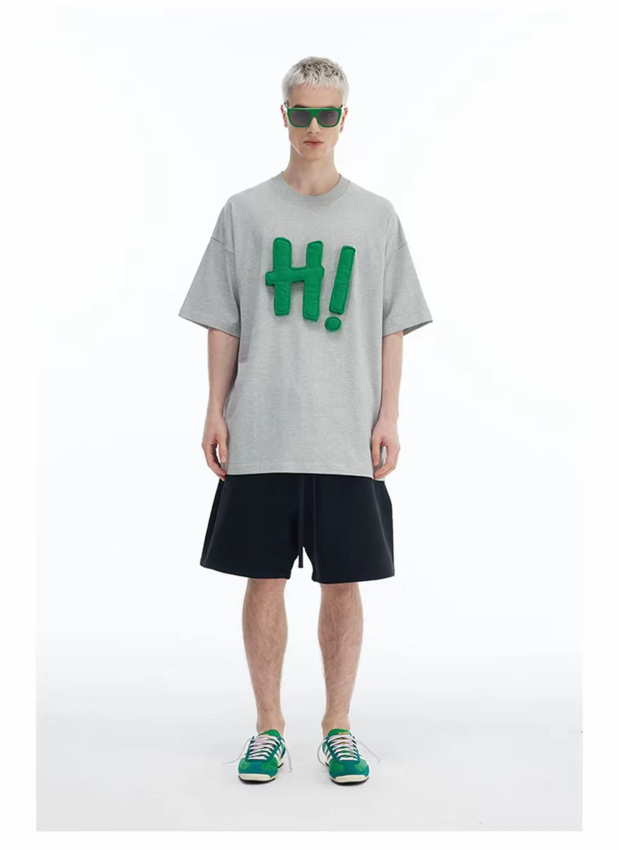3D H! Cotton-padded short-sleeved T-shirt