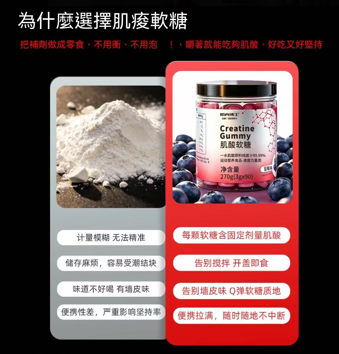 肌肉博士肌酸软糖90粒装