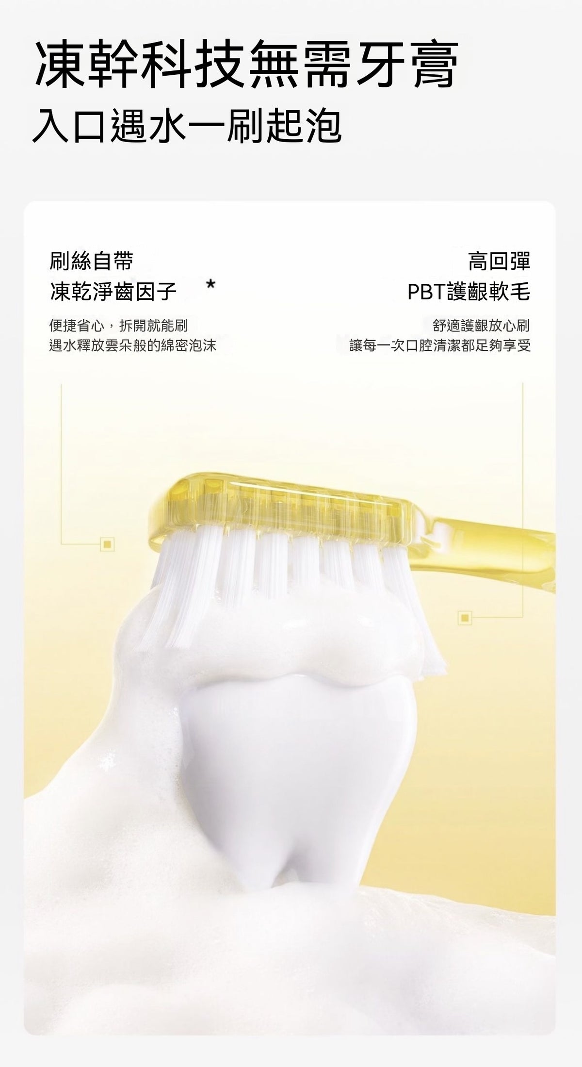 Single-use freeze-dried toothbrush
