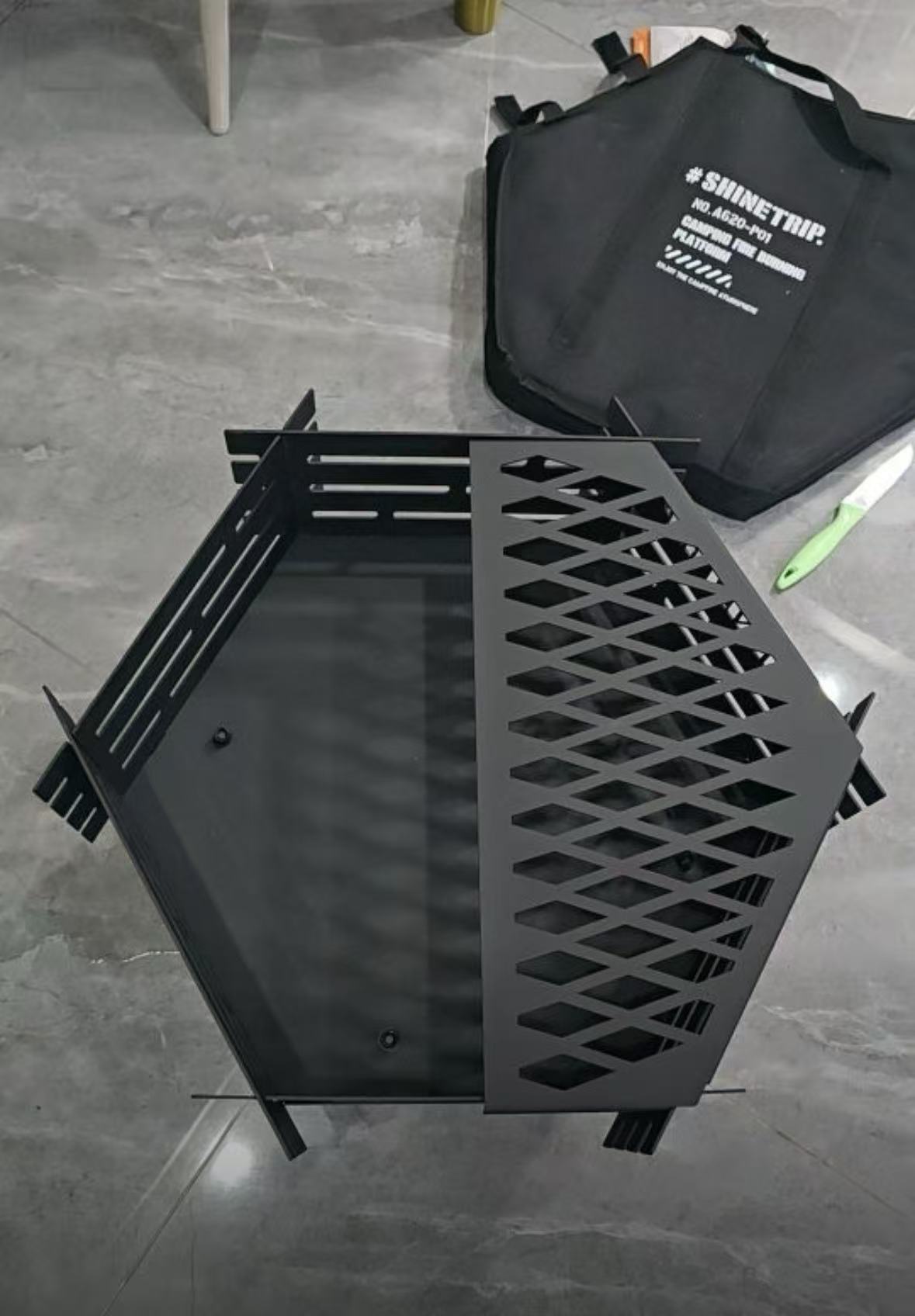 Outdoor BBQ Grill Camping Fire Pit Hexagonal Bonfire Stand Barbecue Stove
