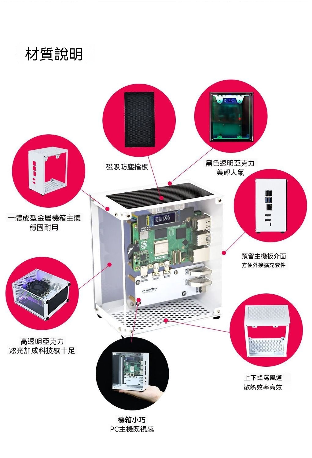 Raspberry Pi 5 Open-Frame Case | Development Board Protective Enclosure (Non-Aluminum Metal Host)
