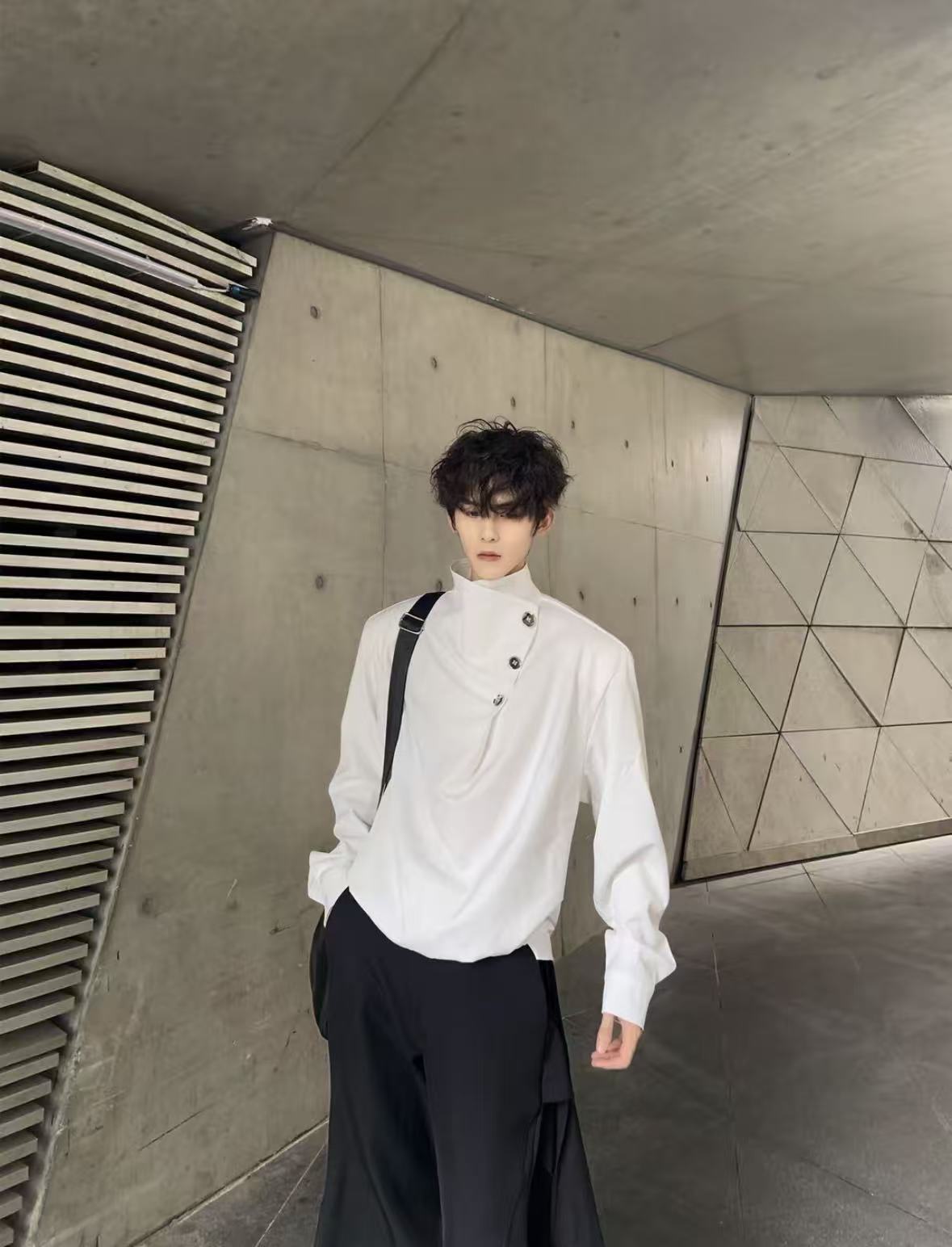 Original Niche Irregular Multi-Button Scarf-Collar Shirt (Yuta Okkotsu Cosplay)
