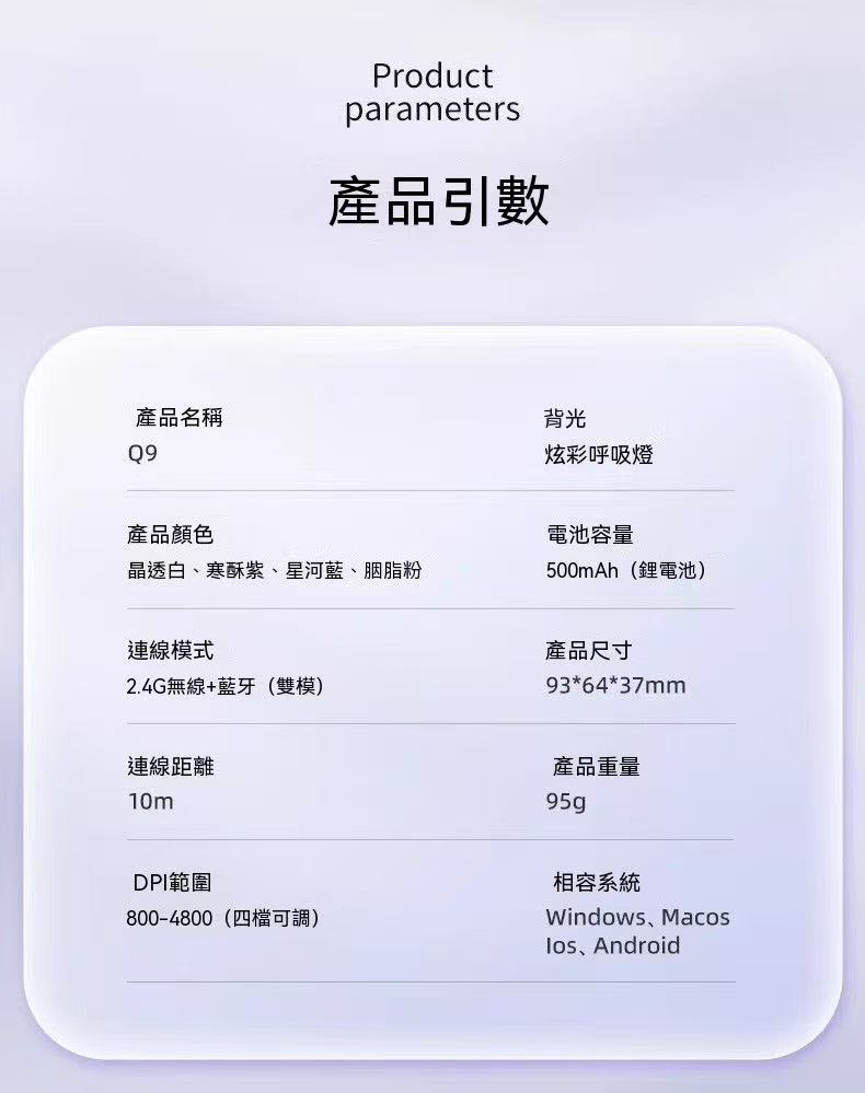 （高顏值神鼠🖱️）Q9透明無線滑鼠