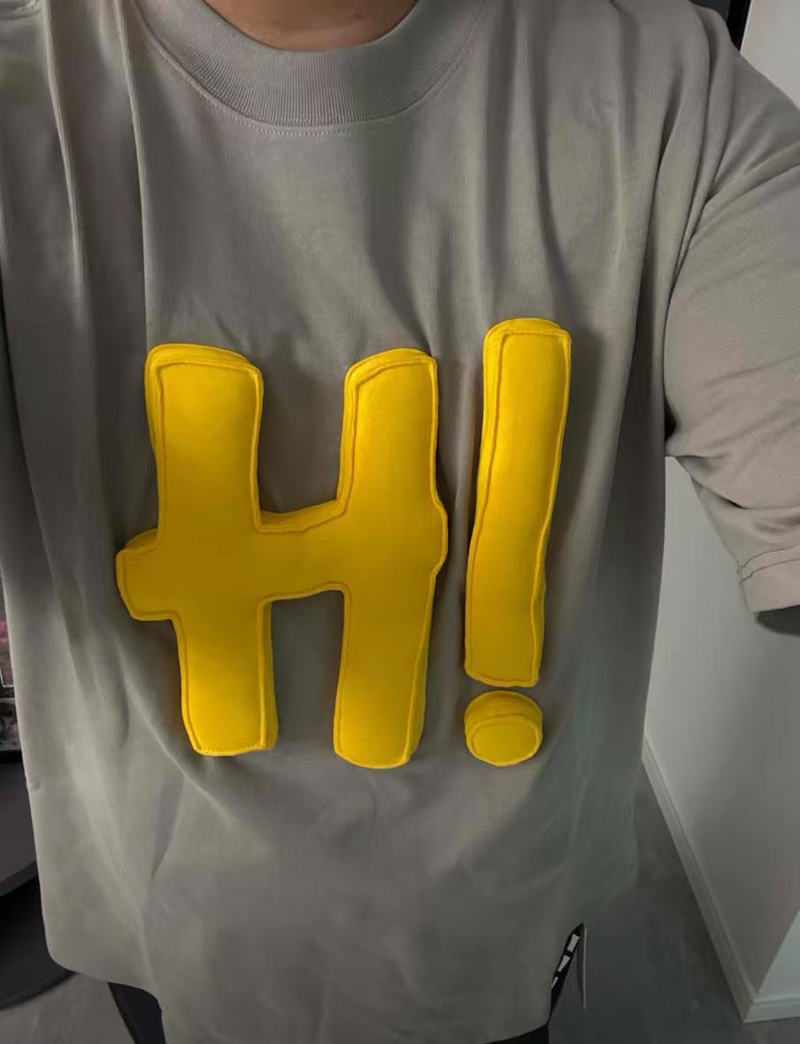 3D H! Cotton-padded short-sleeved T-shirt