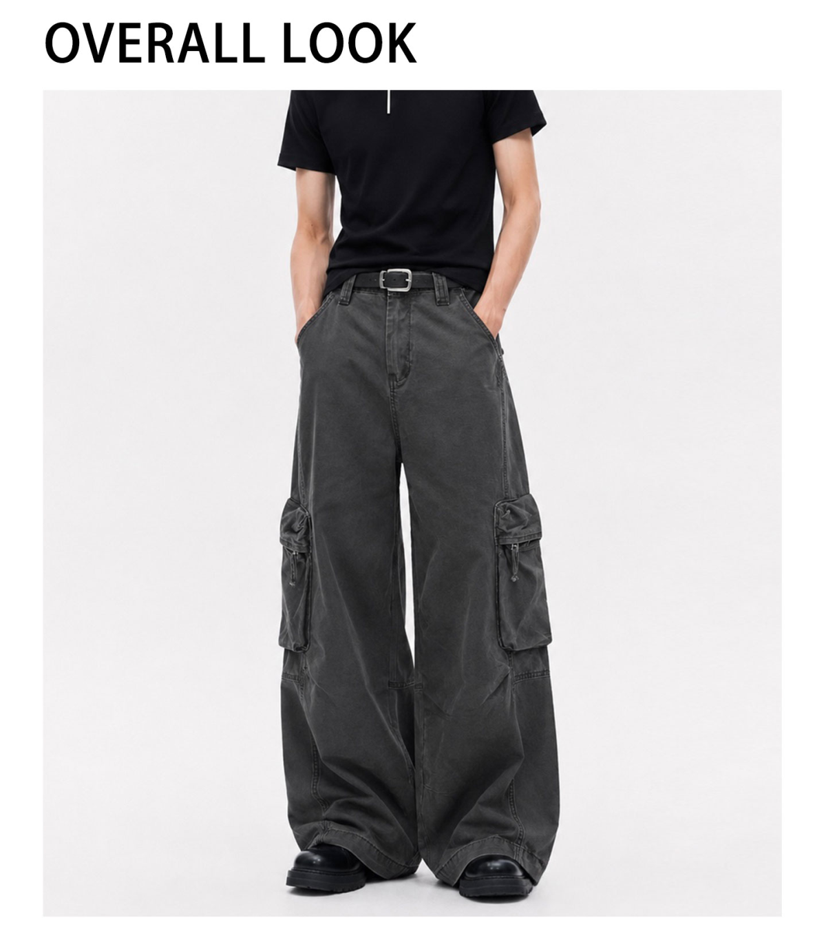 American retro distressed deconstructed loose multi-pocket cargo pants