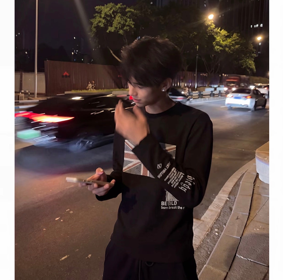 美式復古高街長袖T恤