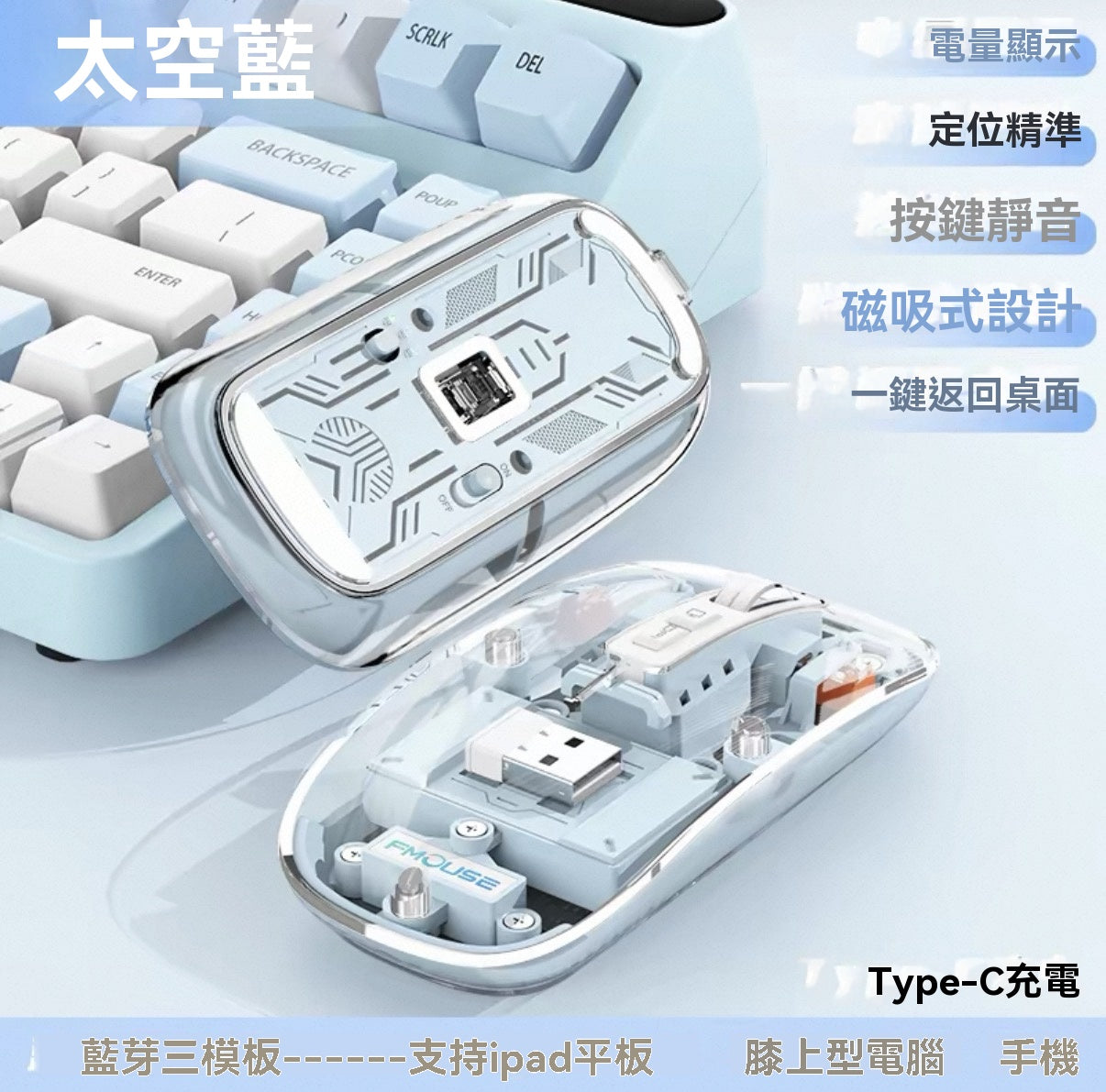 透明三模辦公滑鼠