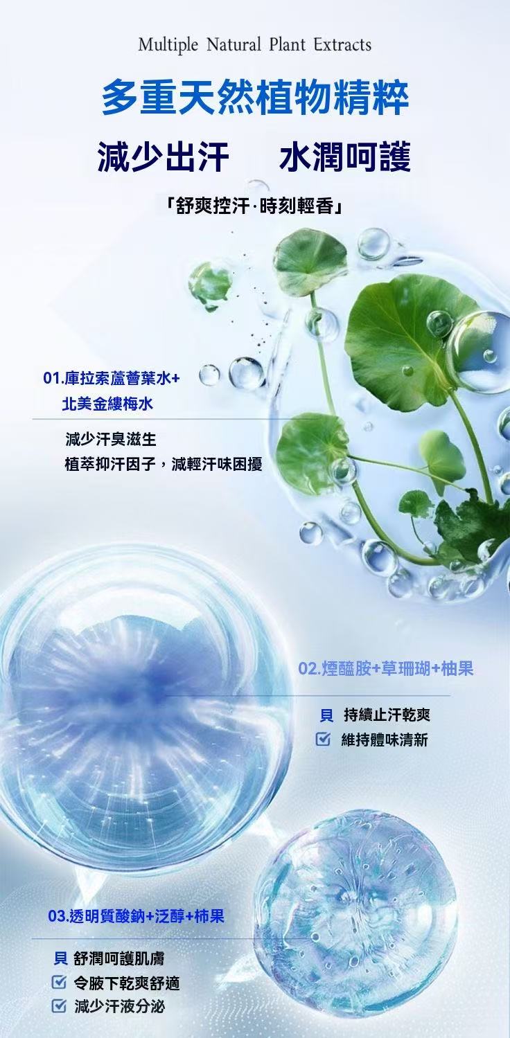 氯化淨味狐臭留香止汗凝膠