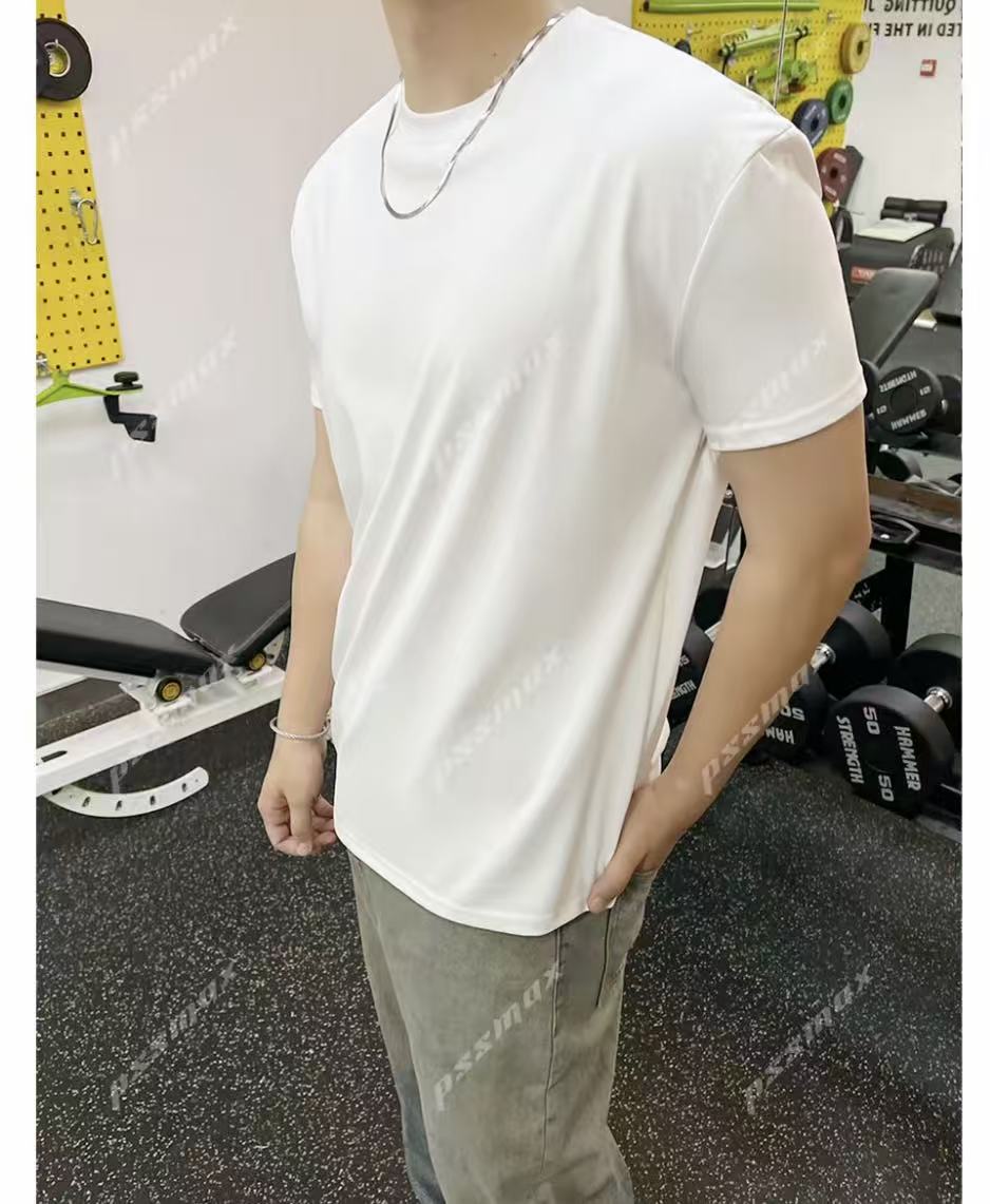 胖男生）男士基礎涼感圓領短袖T恤