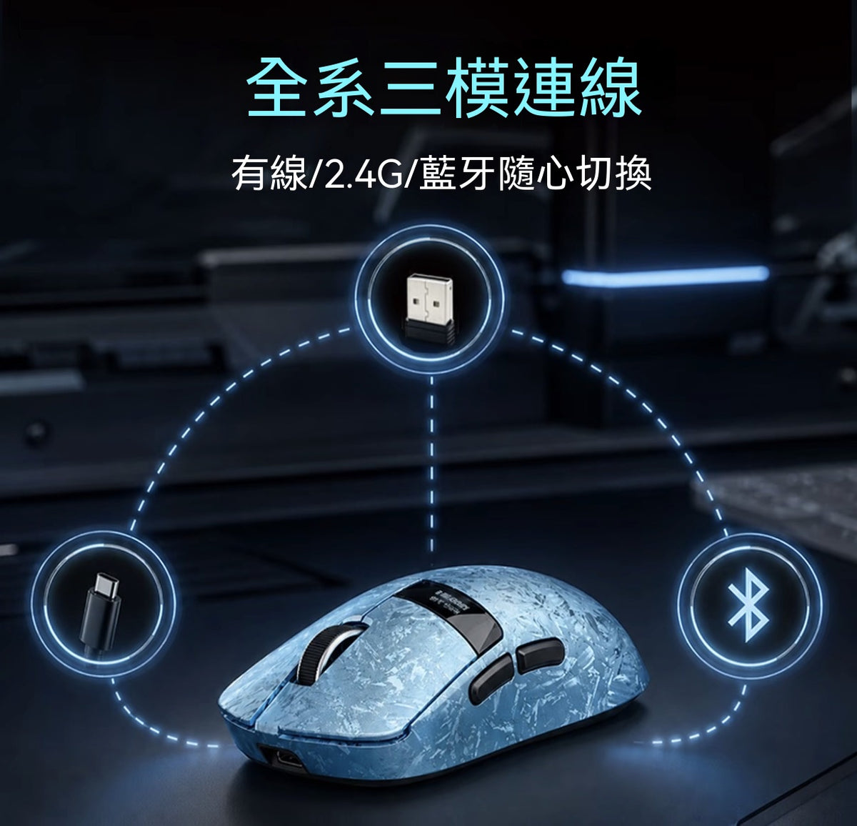 M8LED Tri-Mode Wireless All-Rounder Mouse: Dual 8K, Long-Lasting Battery, Lightweight