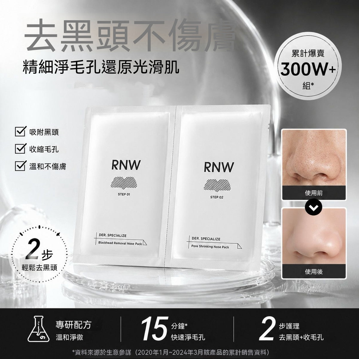 雙重淨潤去黑頭鼻貼組合