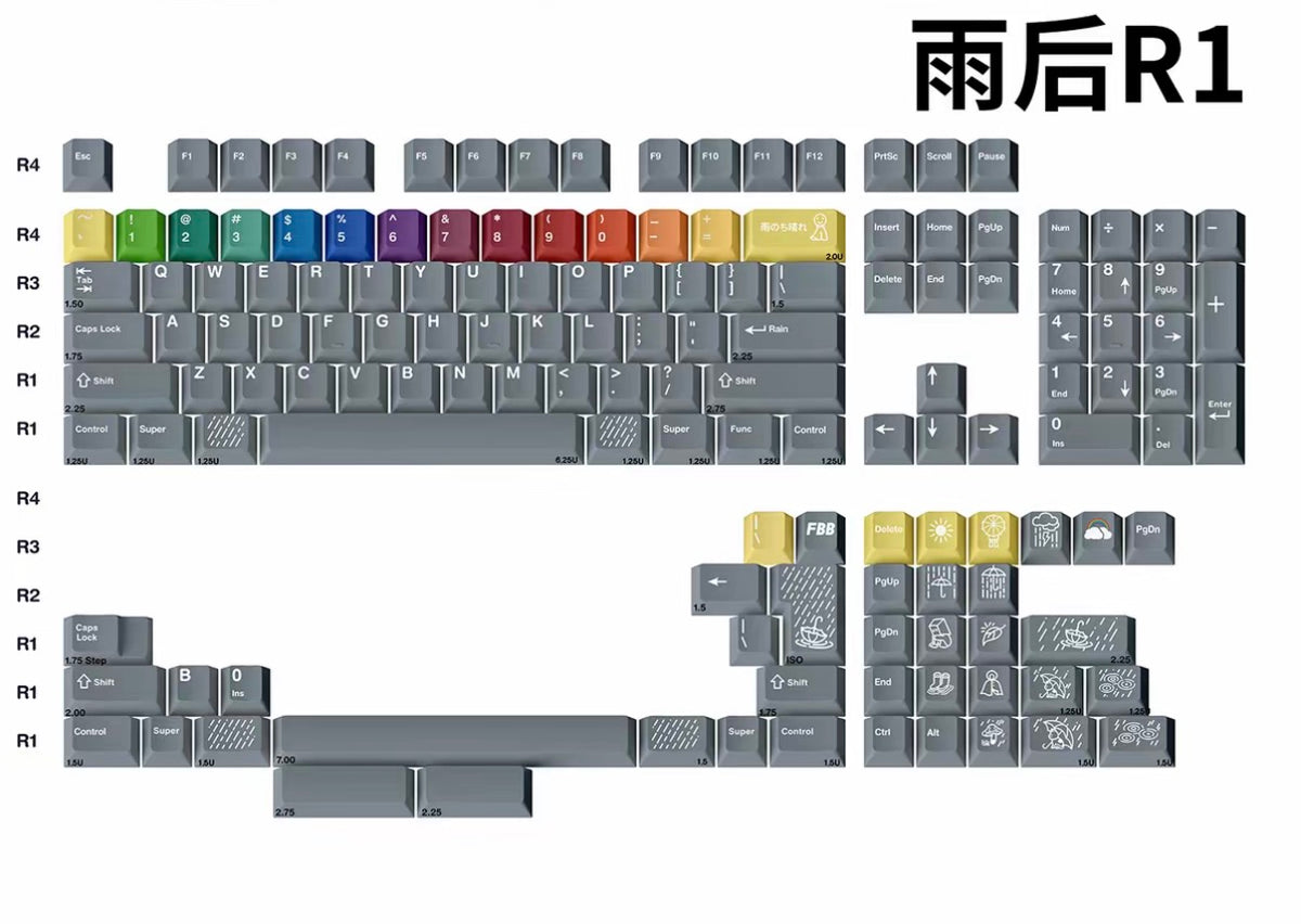 PBT Keycaps Rain After Theme Dye-Sublimated Keycaps