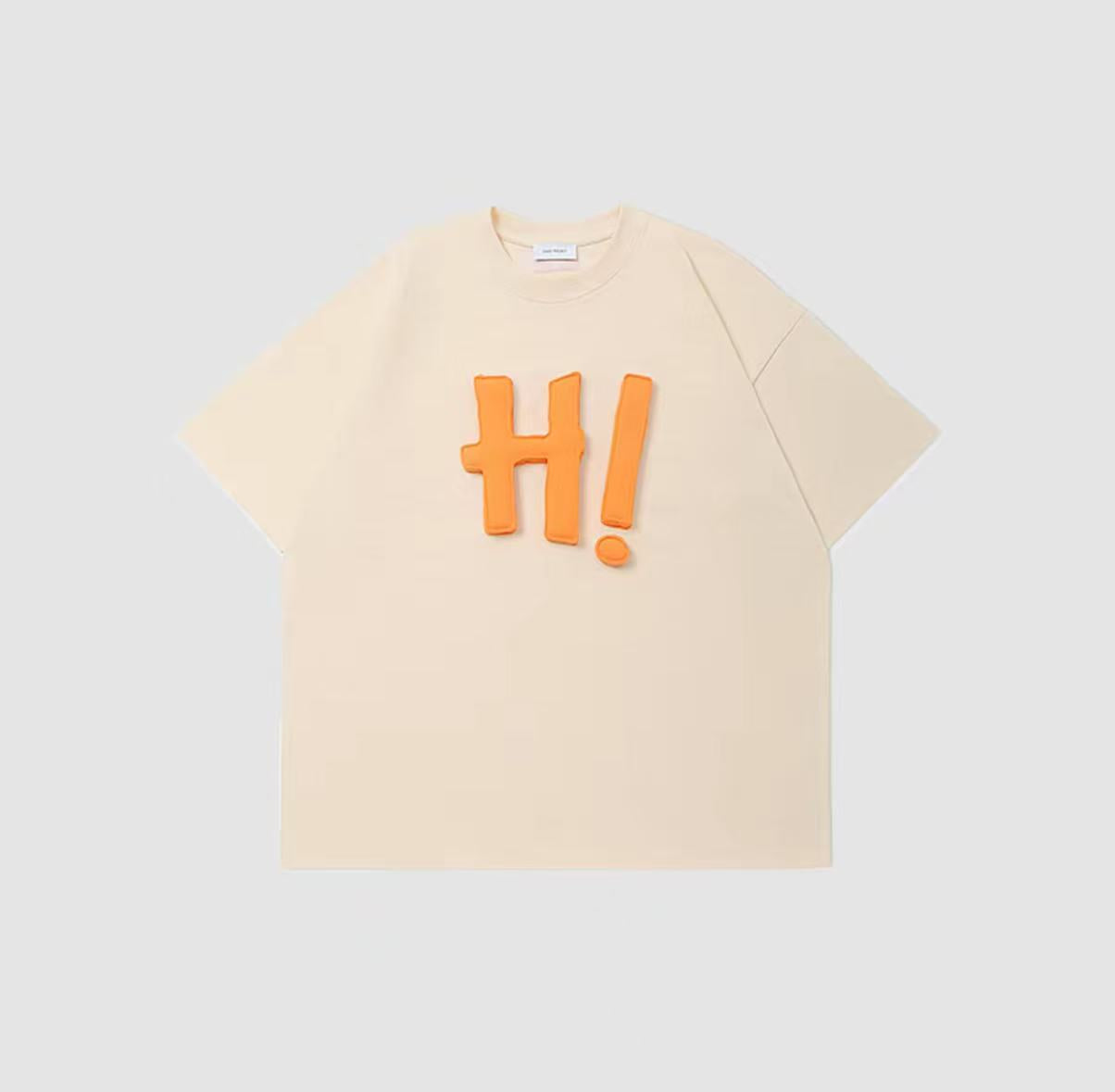 3D H! Cotton-padded short-sleeved T-shirt