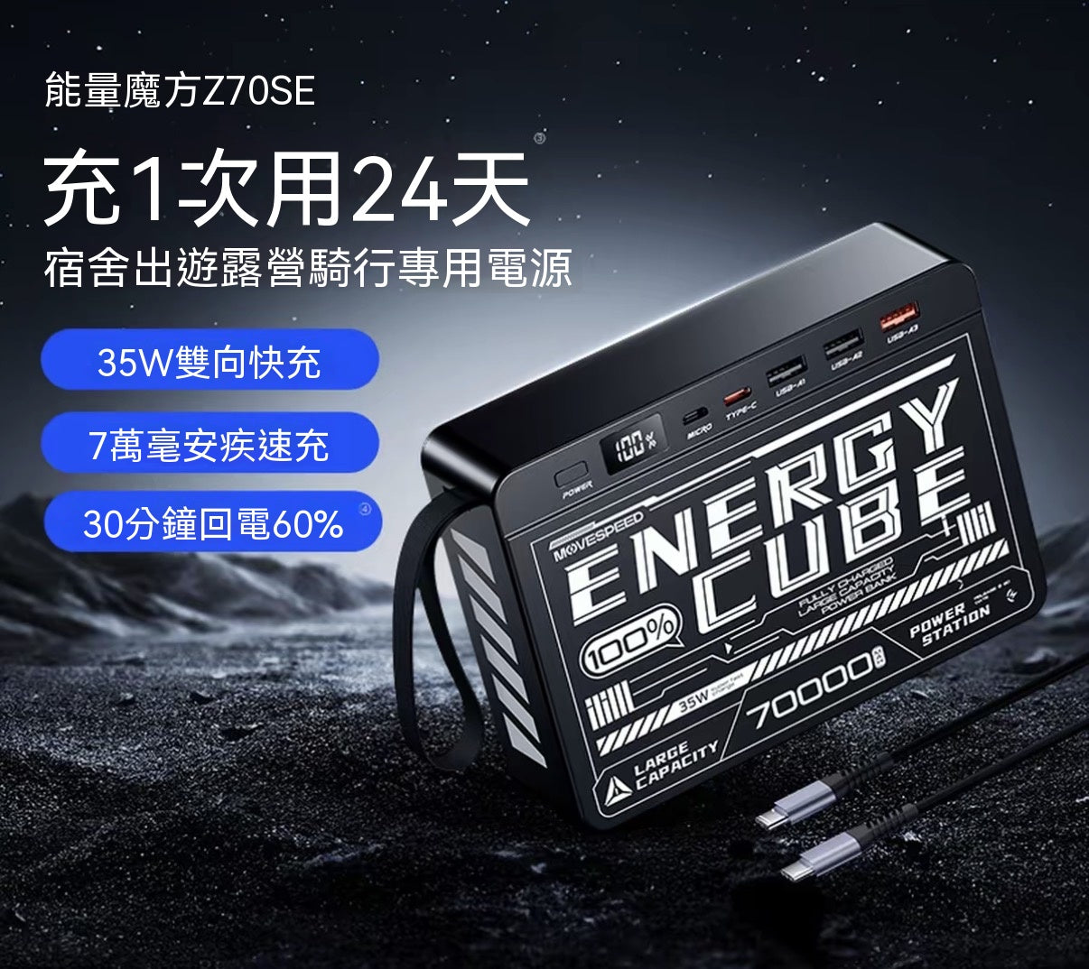 能量魔方超大容量145W快充戶外移動電源
