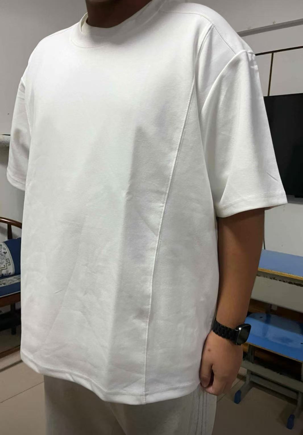 [Shujixian] Men's Versatile Structured Casual Short-Sleeved T-Shirt for Plus-Size Men