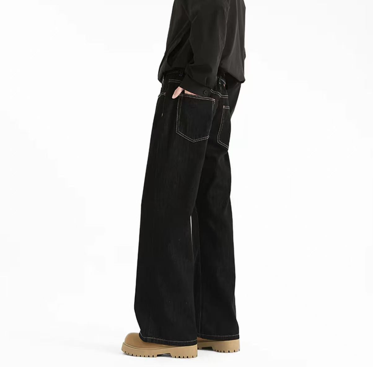 美式丹寧原牛2021M版男士寬鬆直筒牛仔長褲