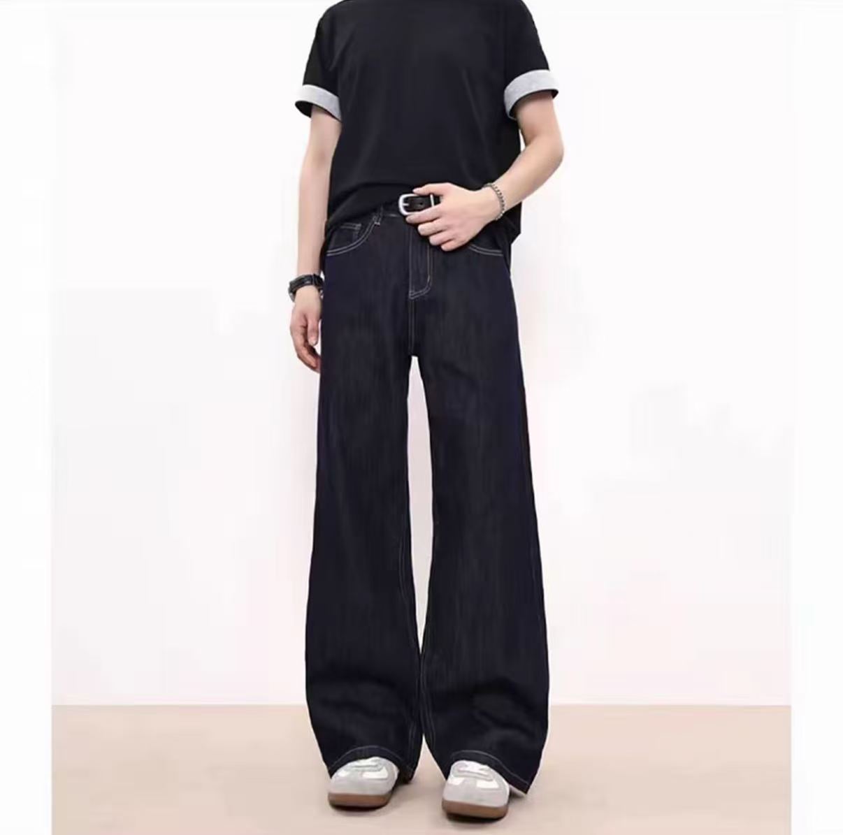美式丹寧原牛2021M版男士寬鬆直筒牛仔長褲